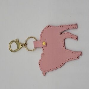 1976- Handmade Sheep Key Chain Genuine Leather Pink Color NWT